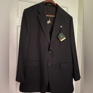 NWT Ralph Lauren Navy Pin Stripe Wool Blazer, Jacket Size 46L